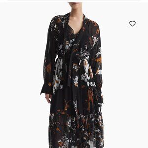 Reiss Charlotte printed belted midi dress